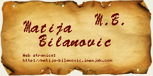 Matija Bilanović vizit kartica